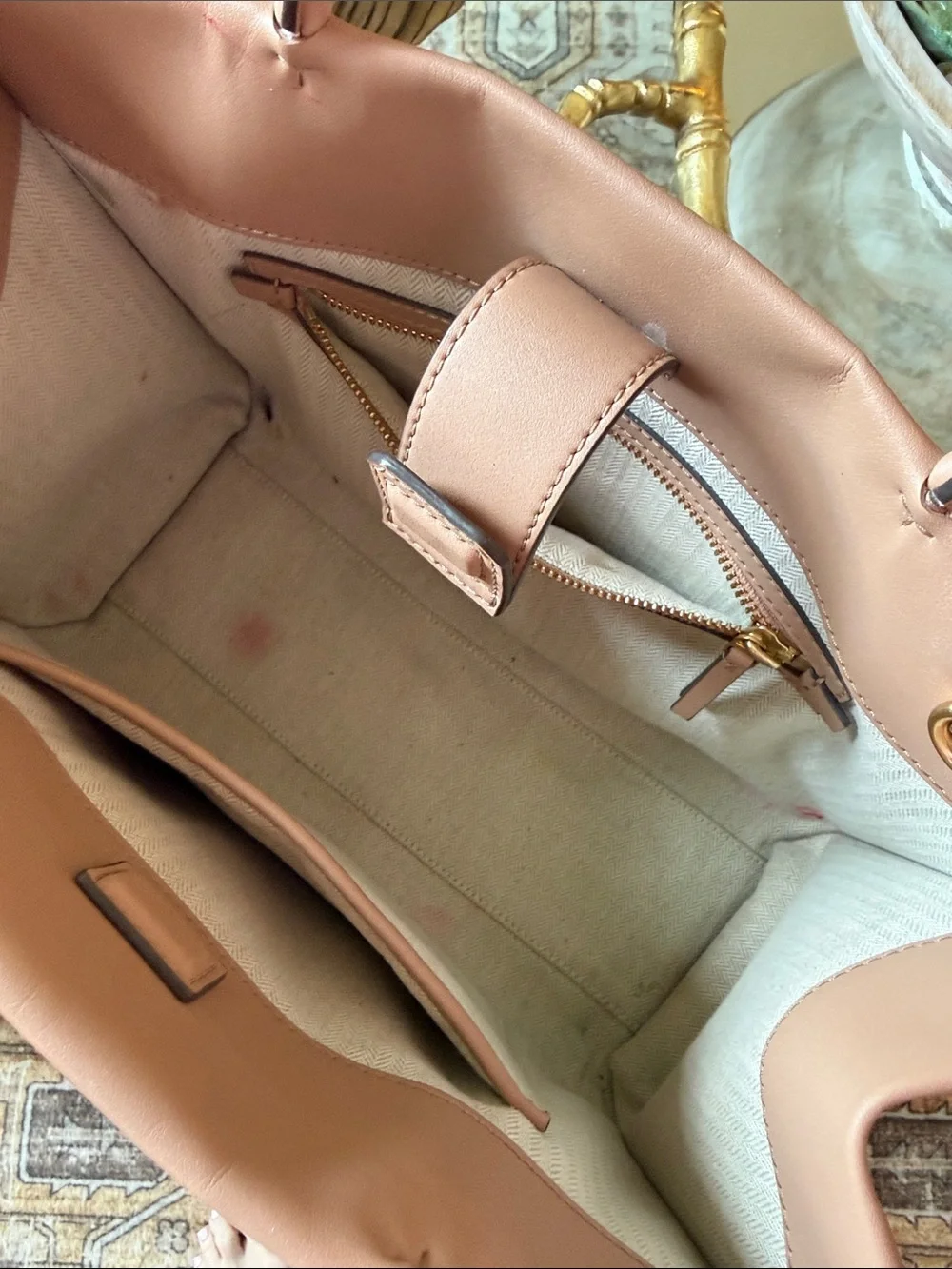 Tory Burch Pink Leather Logo Tote